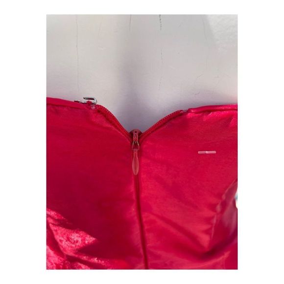 Vintage 90s Jessica McClintock for Gunne Sax Strapless Formal Maxi Dress Red Bea - Picture 9 of 16